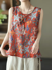 Printed Summer Split-Joint Sleeveless Top