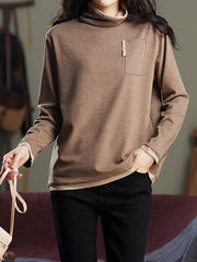 Pullover Solid High-Neck T-Shirt