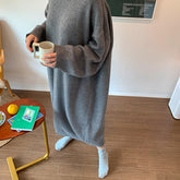 Loose Solid Color Pullover Knitted Midi Dress