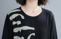 Women Loose Round Neck Print Casual Dress