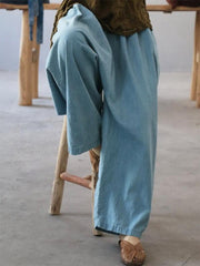 Casual Solid Denim Wide Leg Pants