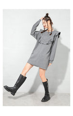 Loose Splicing Solid Color Mini Dress