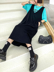 Soild Color Slimming Sleeveless V-Neck Suspender Dress