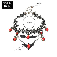 Bat Halloween Necklace With Lace