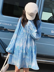 Original Pleats Puff Sleeve Dress