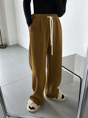 Solid Color Casual Rope Pit Pants