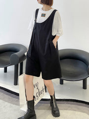 Loose Wide Leg Solid Overalls Pants