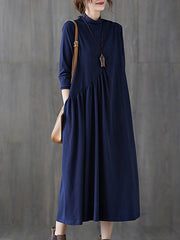 Men Simple Solid Color High Collar Dress