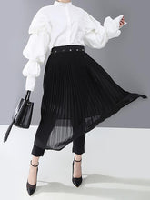 Black Pleated Splicing Skirt