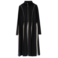 Knitted Striped Patchwork Midi Dress