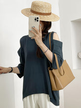 Loose Round Neck Solid Knitted T-Shirt