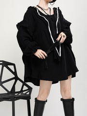 Women V-Neck Loose Contrast Dress