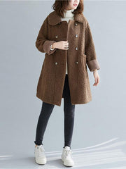 Imitation Lamb Wool Lapel Mid-Length Coat