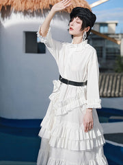Classic Solid Color Pleated Embroidered Beret