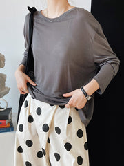 Loose Solid Color Split-Back Comfortable Shirts