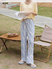 Women Simple Tie Dye High Waist Straight Leg Casual Pants