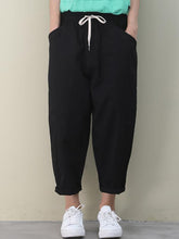 Casual Solid Elasticity Capri-Pants