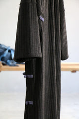 Women Retro Disc Button Solid Color Casual Dress