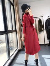 Women Retro Loose Casual Solid Color Dress