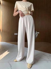 Solid Color Loose Casual Wide Leg Pants