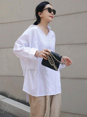Loose Cropped V-Neck Comfortable Blouses