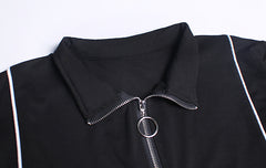 Round-Neck Split-Joint Zipper Midi Dress