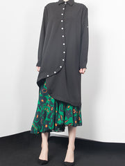 Women Solid Color Personalized Hem Asymmetric Dress