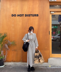 Stylish Striped Casual Hoodie Dress