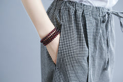 Women One Piece Plaid Casual Pants