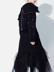 Women Lapel Diamond Casual Sweatshirt