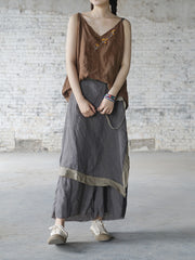Casual Asymmetrical Contrast Color Fisherman Pants