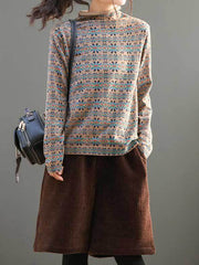 Vintage Floral Printed Long Sleeves Shirt