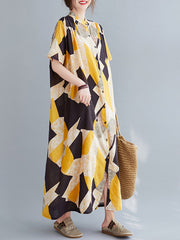 Original Printed Stand Collar Dress