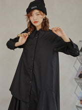 Women Lapel Long Sleeve Irregular Dress