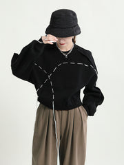 Patchwork Wool Geometric Clashing Hoodie