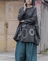 Women Round Neck Tie Dye Loose Pullover T-Shirt