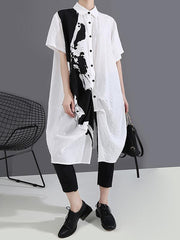 Original Printed Lapel Shirt Dress