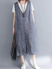 Casual Solid Split-front Wide Straps Midi Dress