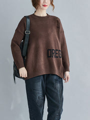 Women Simple High Neck Printed Casual Sweater