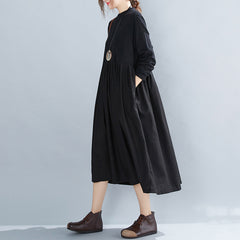 Mock Neck Solid Loose Midi Dress