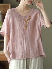 Retro Embroidered Loose T-Shirt