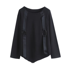 Women Stitching Loose Round Neck Sweatshirt