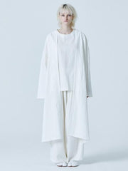 Simple White Split-joint Long Outwear