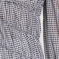 Women Lantern Sleeve Plaid Pleated Dress