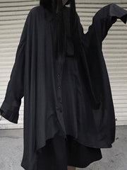 Black Asymmetrical Loose Long Outwear
