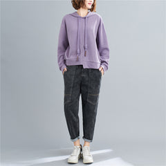 Women Solid Color Irregular Casual Sweatshirt