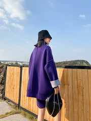 Irregular Solid Color Knitted High-Neck Suit