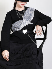 Women Print Round Neck Casual Sweatshirt