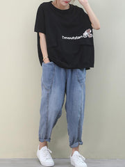 Artistic Cartoon&Letter Print T-Shirts