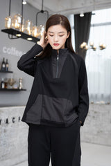 Women Pullover Stand Collar Stitching Sweatshirt
